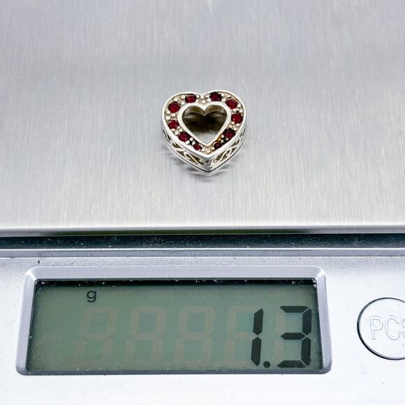 Vintage Sterling Silver 925 Crystal Heart Pendant - Picture 6 of 7
